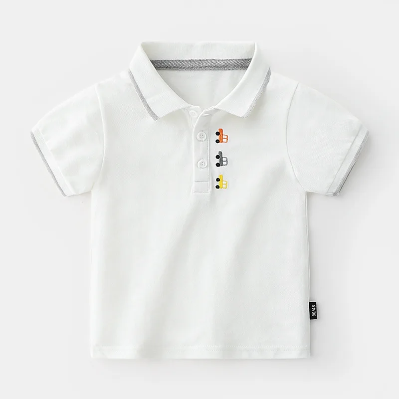 Детская летняя хлопковая Однотонная рубашка-поло с короткими рукавами для