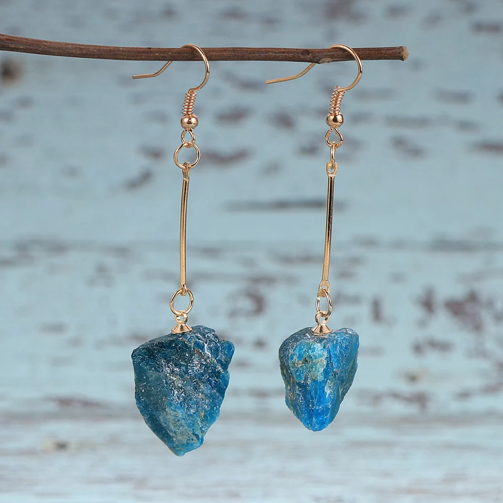 Натуральный Голубой Апатит Лабрадорит Висячие серьги обручи Необычные тигровые