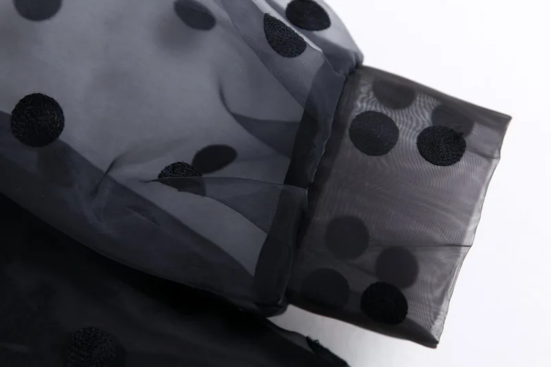 Женская блузка черная рубашка весна 2020 новая мода узор в горошек половина рукава