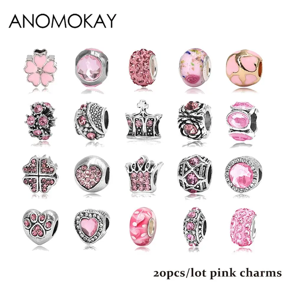 

Смешанный стиль розовая корона Сердце лист Кристалл Шарм подходит для браслета браслет ожерелье бусинки с большими отверстиями для изгото...