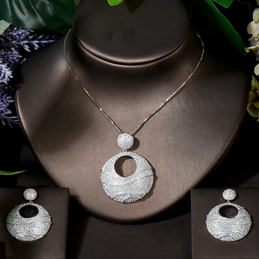 Набор украшений HIBRIDE Dubai с белыми кристаллами свадебный подарок нигерийские