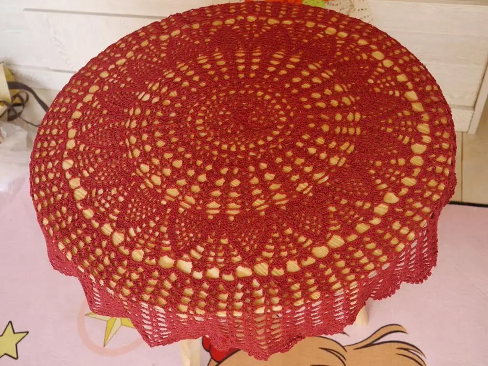 

Handmade Crochet Round Tablecloth Lace Table Cover Cup Mat Placemat 70/80/90CM Shabby Vintage DIY Crocheted Table Cloth Cotton
