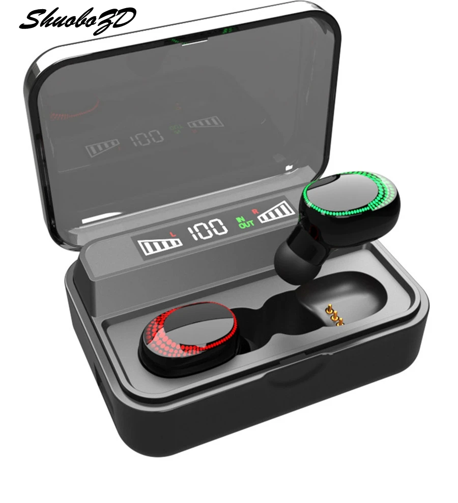 

TWS 5.0 Bluetooth 9D Stereo Earphone Wireless Earphones IPX7 Waterproof Earphones 2200mAh LED Smart Power Bank Phone Holder