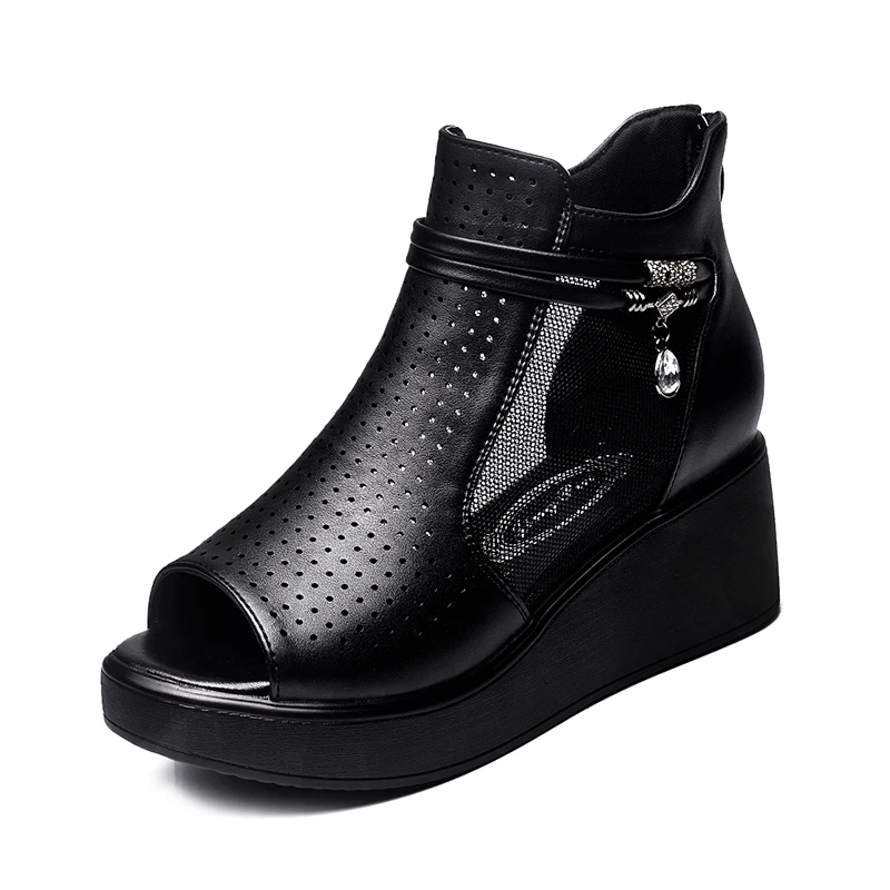 

Sandals With Laces Fashion Womens Shoes 2021 Suit Female Beige Breathable Increasing Height Summer Heels Open Toe Clogs Wedge Mu