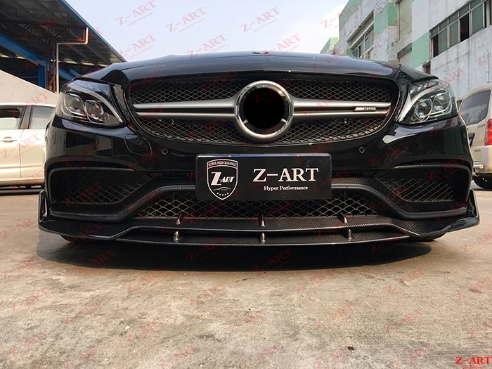 Z-ART Реальные углеродного волокна Передние Губы для C63 Купе Седан- углеродного волокна передний спойлер для W205 C63 углеродного волокна передний подбородок