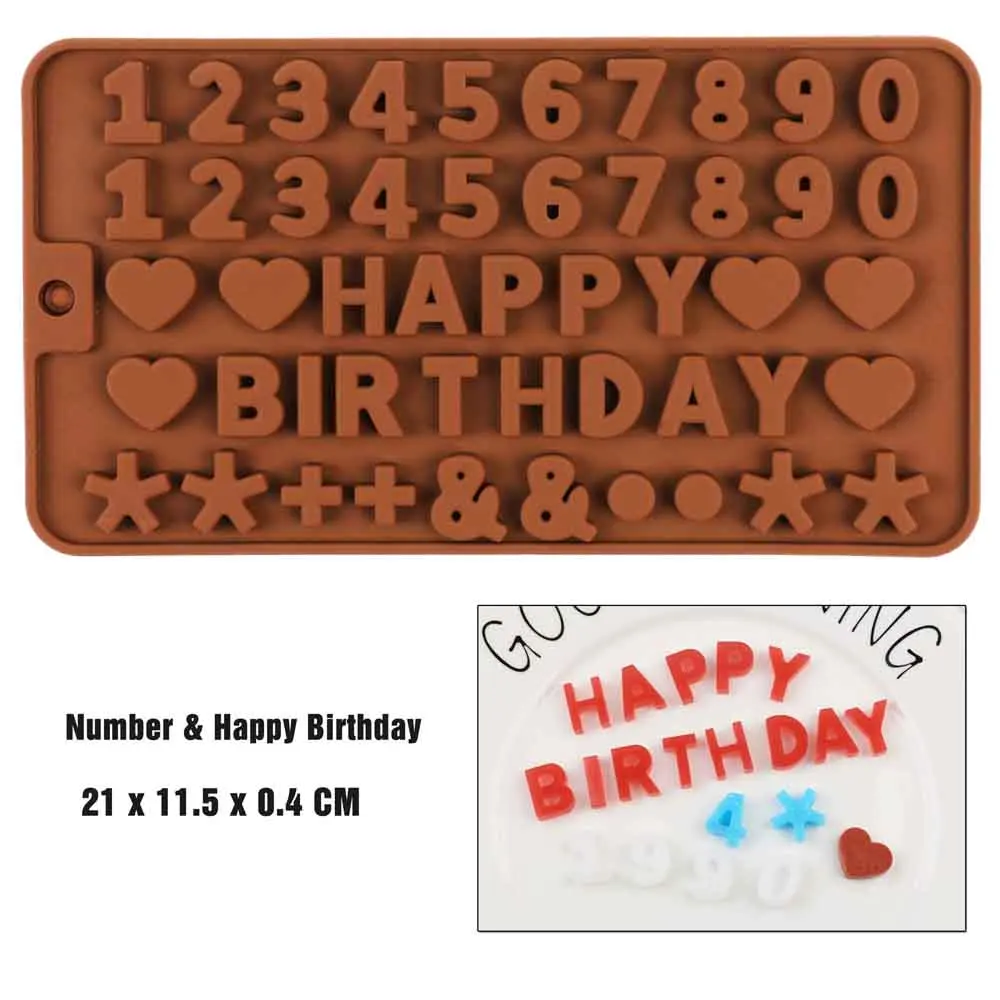 Силиконовая форма для шоколада на день рождения, инструменты для украшения тортов из пищевого силикона, антипригарная форма для выпечки шо...