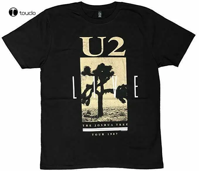 

U2 Мужская черная футболка из натурального хлопка с принтом «шушуа дерева живое 1987»