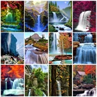 Алмазная 5D картина сделай сам, Набор для вышивки крестиком с изображением водопада, пейзажа, полная выкладка, мозаика для декора Стразы