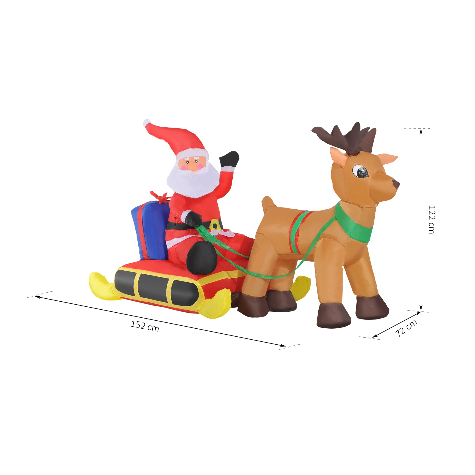 HOMCOM Decoracion Navidena надувной Papa и I Love Noel con Рино 8 Luces светодиодный потолочный интерьер y