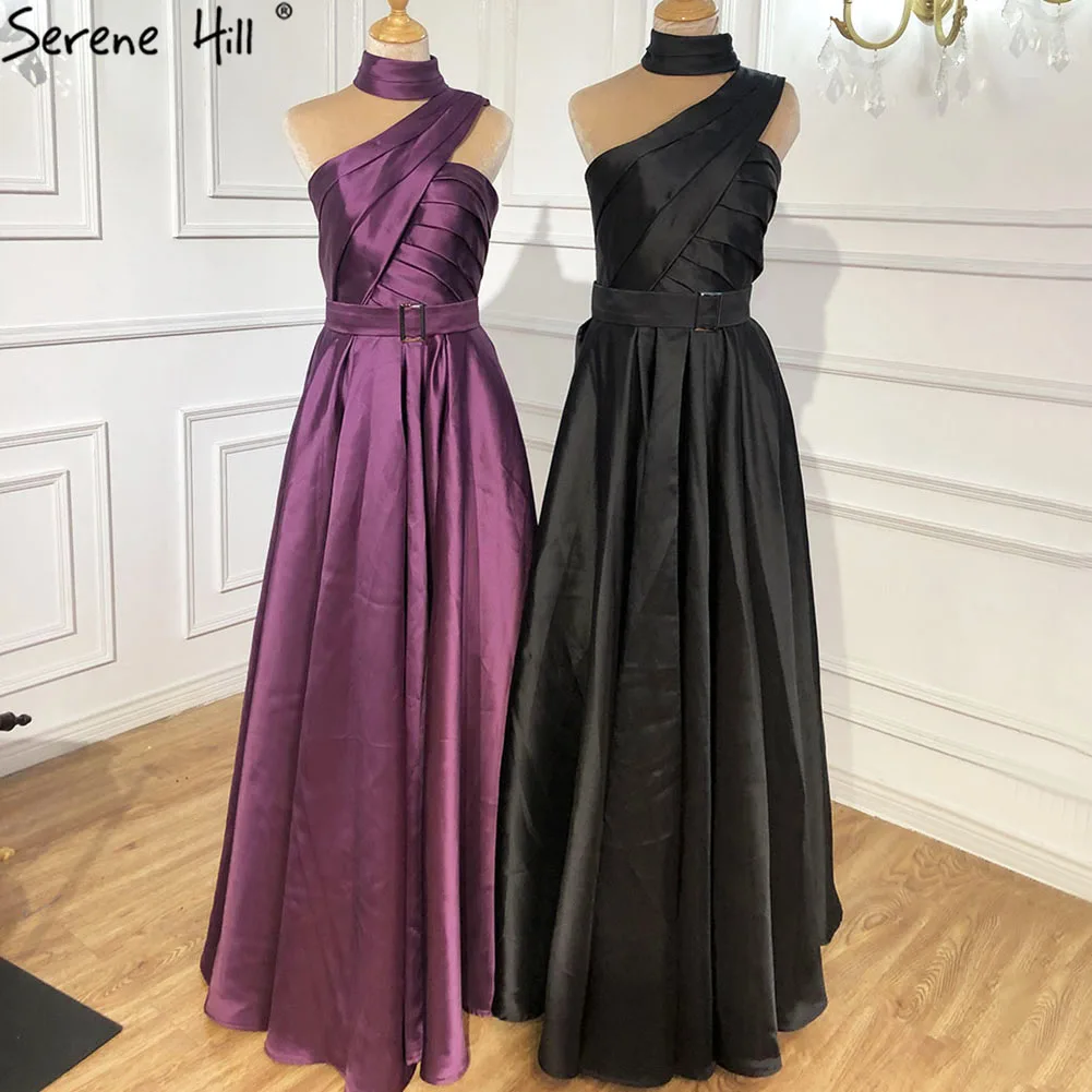 Фиолетовые сексуальные атласные вечерние платья на одно плечо 2021 с высоким