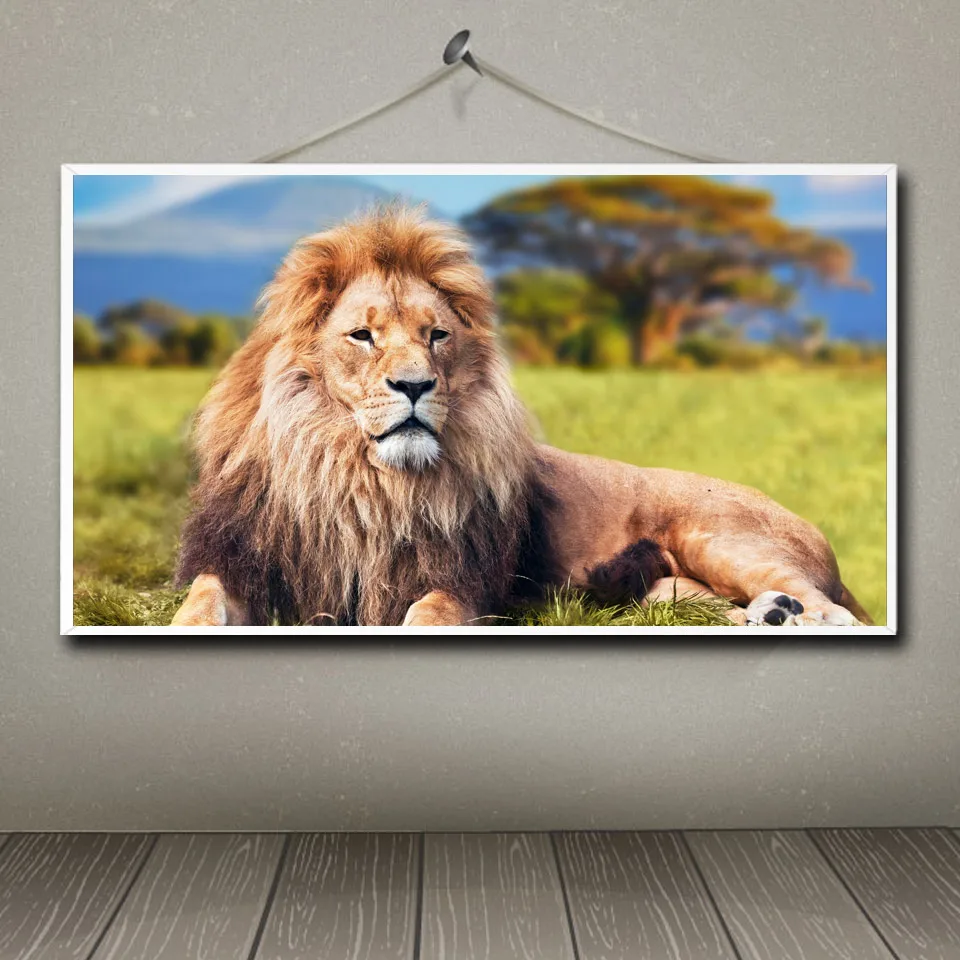 Животные Лев Абстрактная живопись Гостиная Современная Стена искусство