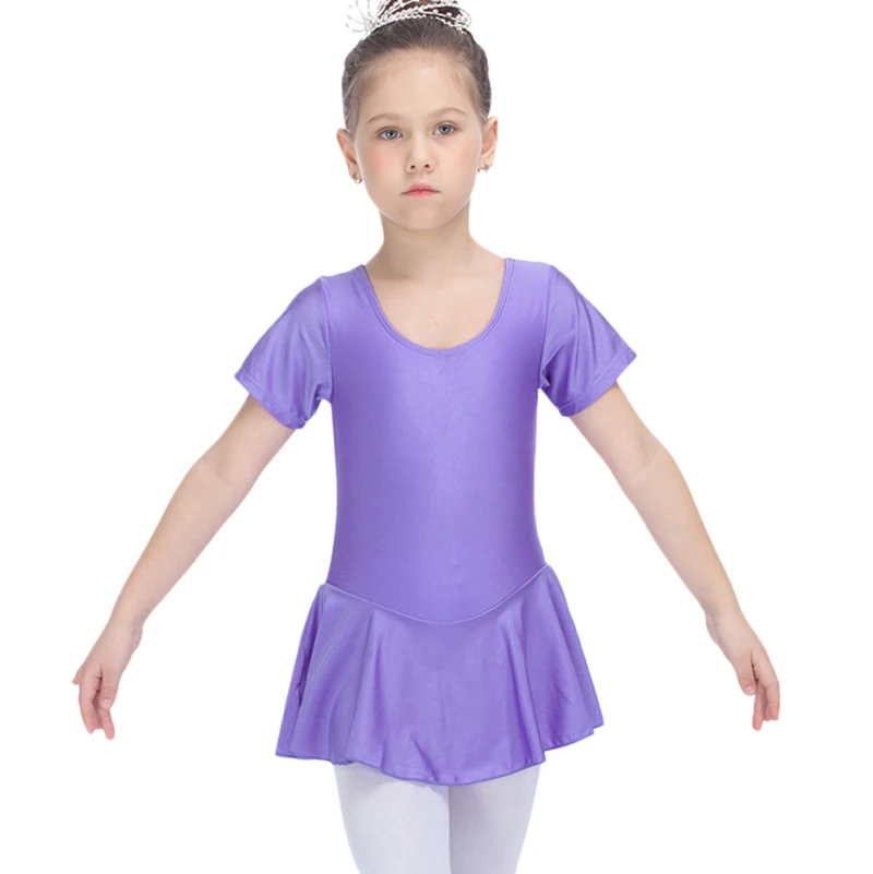 

Girls Ballet Dress Ruffle Short Sleeve Skirted Leotard Spandex Dance Wear Toddler Ballerina Unitard with Tutu Skirt for Dancing