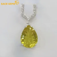 sace gems luxury necklace pendant for women 925 sterling silver 1216mm lemon quartz pendant wedding party fine jewelry gifts