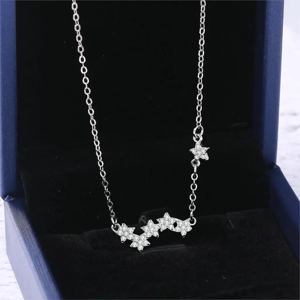 Инс стиль ключицы цепь кулон ожерелья для женщин маленькая звезда микро фианит
