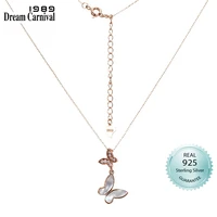 dreamcarnival real silver pendant necklace women couple butterflies daily wear thanksgiving fine 925 jewelry wife gift sn12239