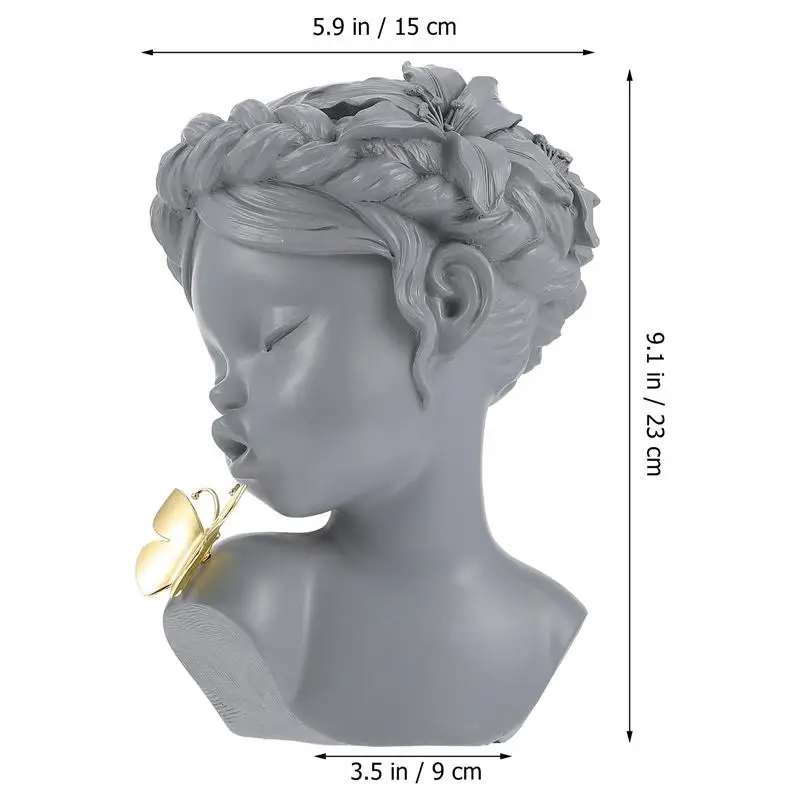 

Figure Sculpture Flower Pot Lovely Statue Adornment Household Ornament Vase Resin Crafts Sculpture Home Decor