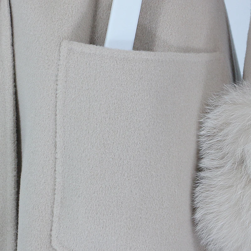 Женское кашемировое пальто OFTBUY длинное с натуральным мехом лисы уличная верхняя