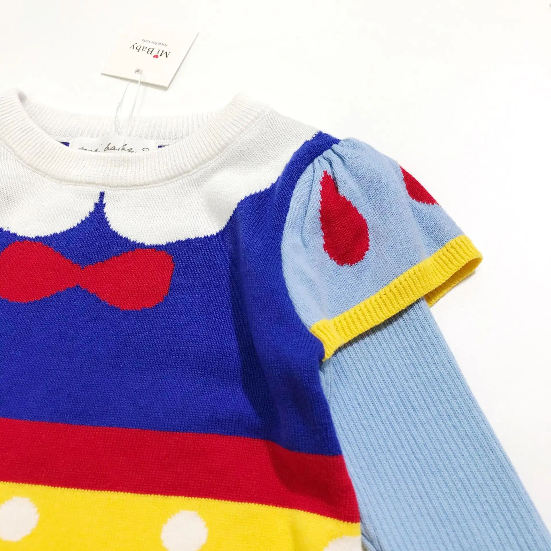 

Girls knitted dress cartoon style sweet princess dress long sleeve cotton spring and autumn clothes