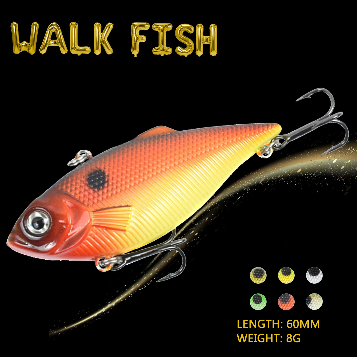 

Ходить рыбы 60 мм/8,0 г Вибрирующая наживка 3D глаза плавающая приманка рыболовные приманки-Воблеры искусственные рыболовные приманки жесткие...