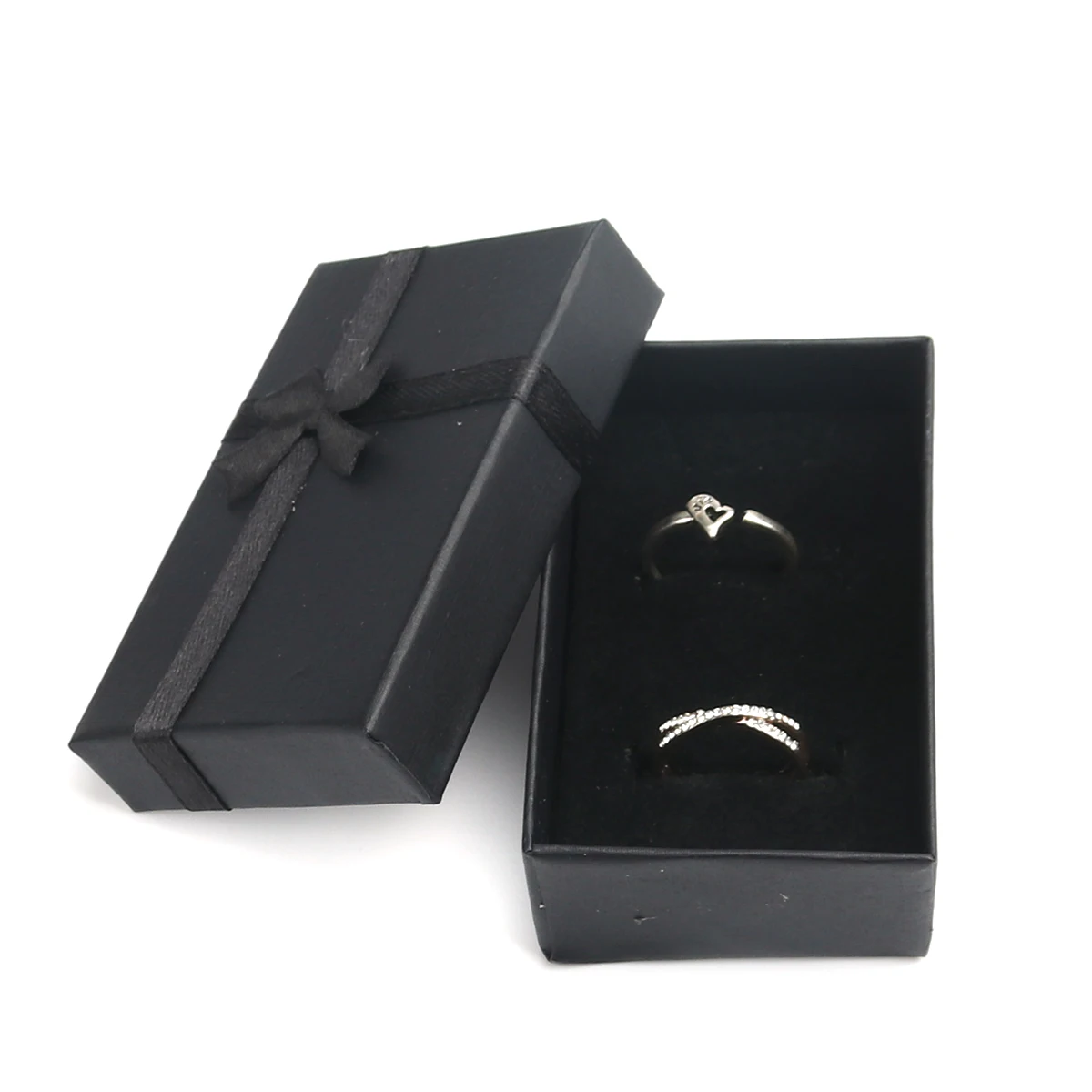 

4 PCs Paper Jewelry Gift Boxes Rectangle 8.1cm x 5.2cm Bowknot Pattern Necklace Earrings Ring Boxes Paper Jewellry Packaging