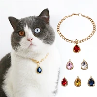 charm pet necklace heart water drop gems cat collar chain for pet dog cat jewelry necklace wedding accessory