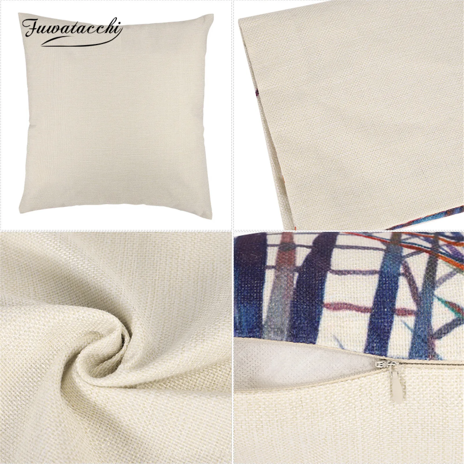 

Fuwatacchi Cushion Cover Decorative Sofa Cushions Linen Flower Pattern Pillow Covers 45x45 Throw Pillows Single Side Pillowcases