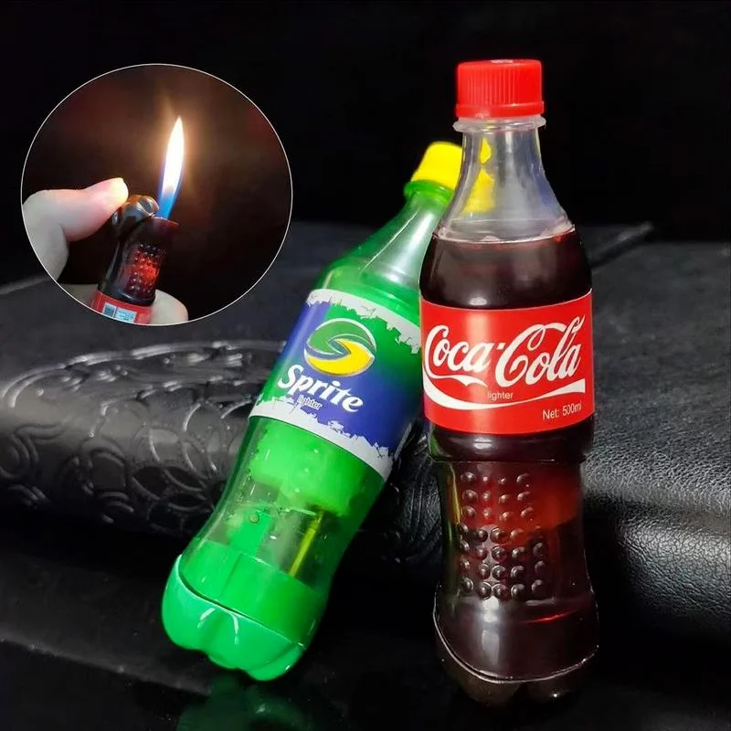 

Gadget Gas Aanstekers Butane Plastic Inflatable Lighter Creative Sprite Coke Pink Female Open Flame Men's Lighters