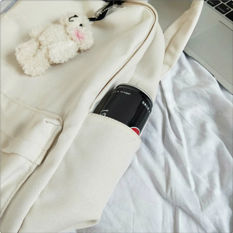 

Women Backpacks Solid Simple Canvas Unisex All-match Casual Fashion Bags Harajuku Large Capacity Korean Style Travel Backpack