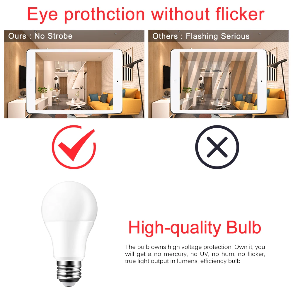 Интеллектуальная беспроводная (Wi Fi) светильник Led лампы E27/E14/B22 регулируемой