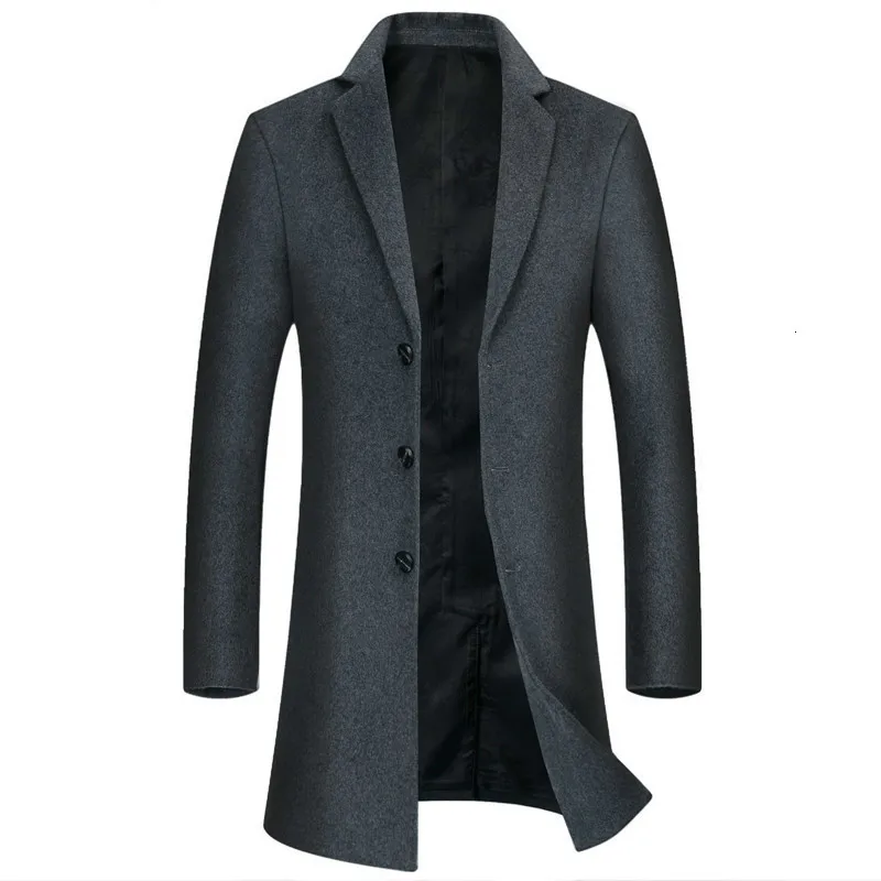Теплое шерстяное пальто размера плюс на осень и зиму длинное Мужское теплое