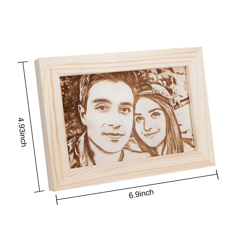 Custom Photo Engraved Wood Picture Frame Personalized Natural Wooden Wedding Accessories Family Gift for lovers | Дом и сад