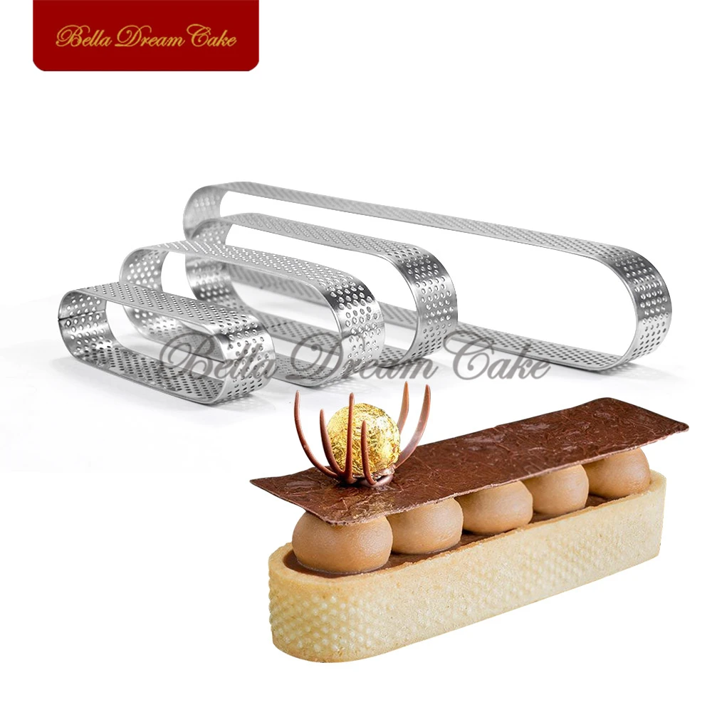 

6/8pcs Oval Tart Ring French Dessert Tartlet Mold Stainless Steel Perforation Fruit Pie Quiche Mousse Mould Cake Baking Tools