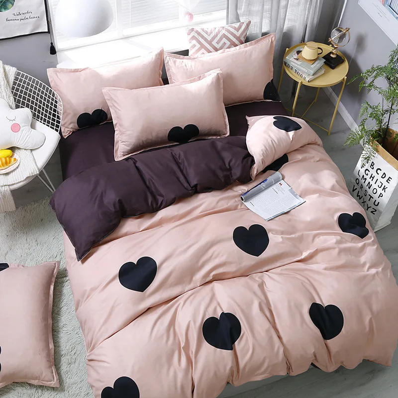 

Heart Shaped Warm Youthful Style Home Textile Duvet Cover Bed Sheet Pillow Case Single Double Queen King For Home Bedding Set