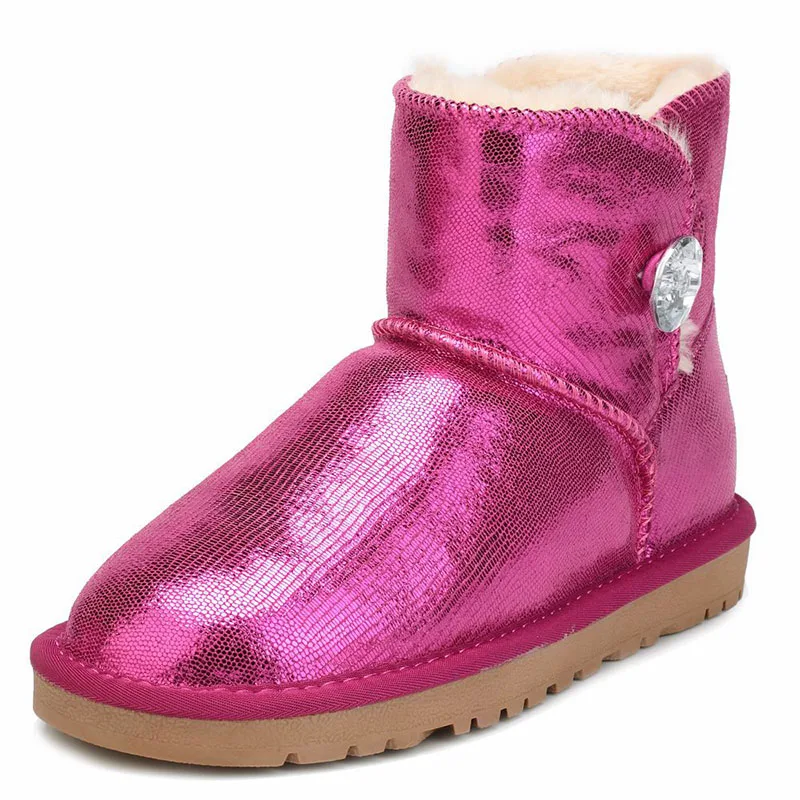 Rose lizard Лидер продаж; женские ботинки; теплые зимние ботинки; модные Нескользящие зимние ботинки из натуральной воловьей кожи; женские ботильоны; обувь - Цвет: Rose lizard