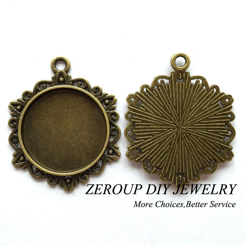

5pcs/lot 25mm Necklace Pendant Setting Antique Bronze Silver Glass Cabochon Blank Base Supplies for Jewelry Finding T73