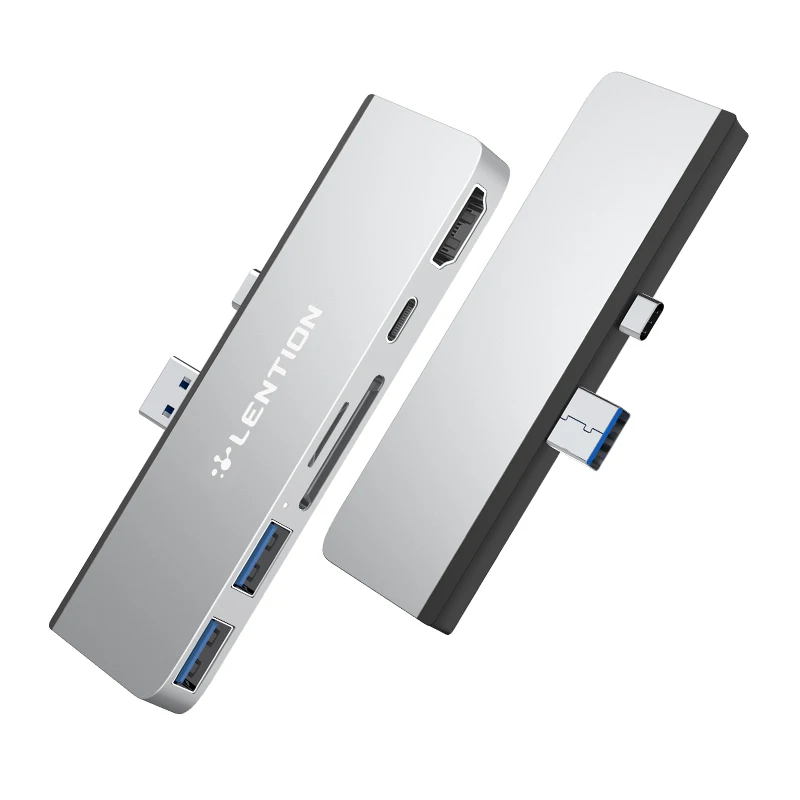 Estación de acoplamiento para Microsoft Surface Pro 7, adaptador divisor de carga PD, USB 3,0 a Puerto USB 3,0, HDMI, SD/TF