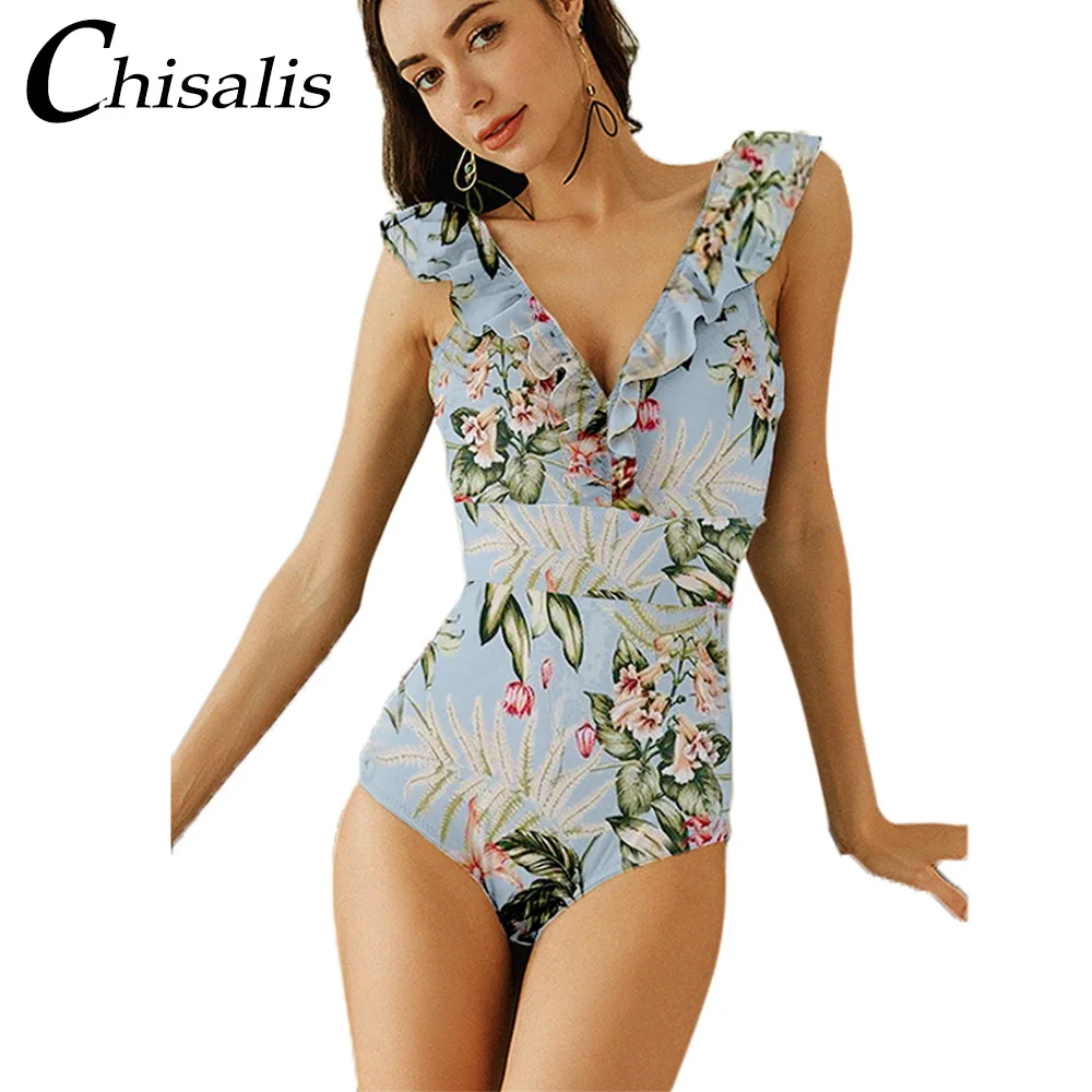 Сексуальный купальник с принтом, Женский Цельный купальник с оборками, в полоску, с высокой талией, пуш-ап, купальник для женщин, Ретро стиль, боди, монокини