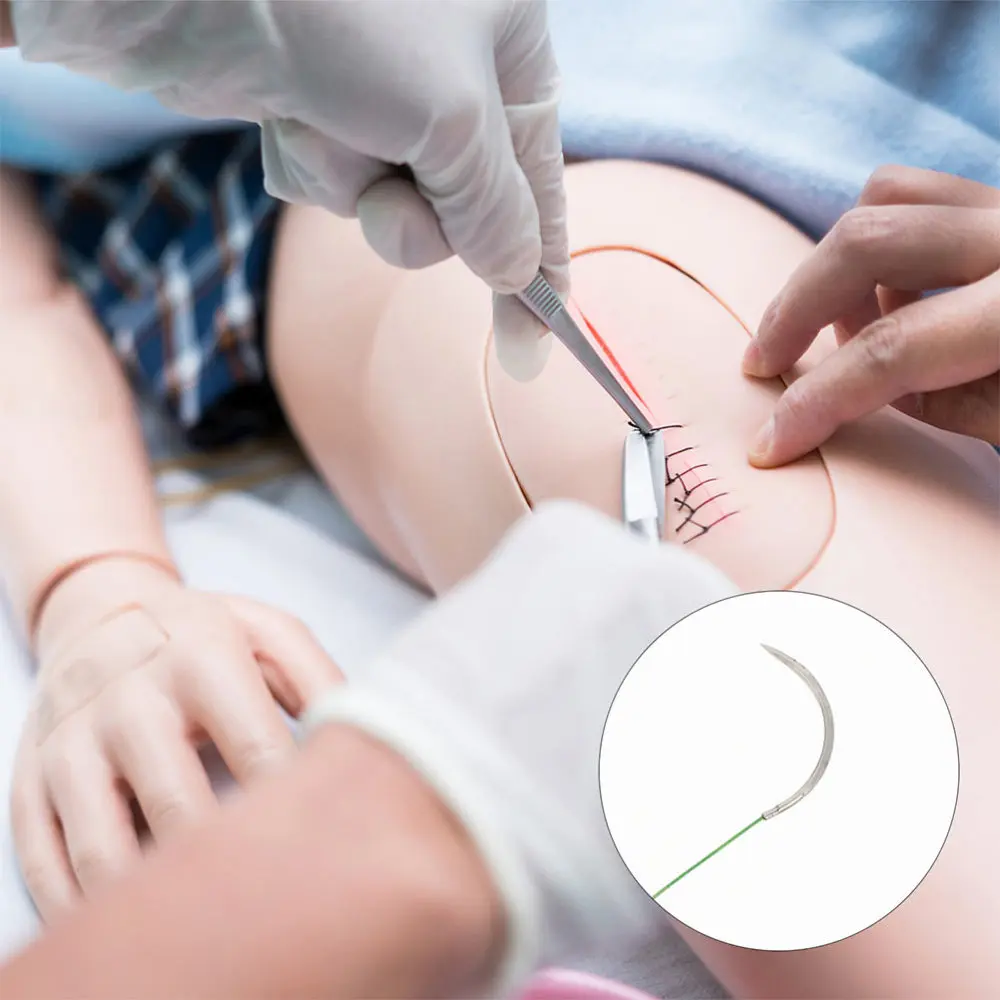 

12 Pcs Suture Thread with Needle Practice Suturing Camping Survival Demo Device