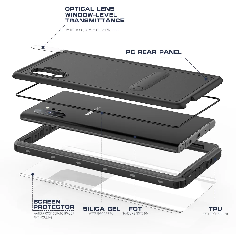 

Redpepper IP68 Waterproof case For Galaxy Note10+ Shock Dirt SnowProof Protection for Samsung Note10 Plus 5G With Touch ID Cover