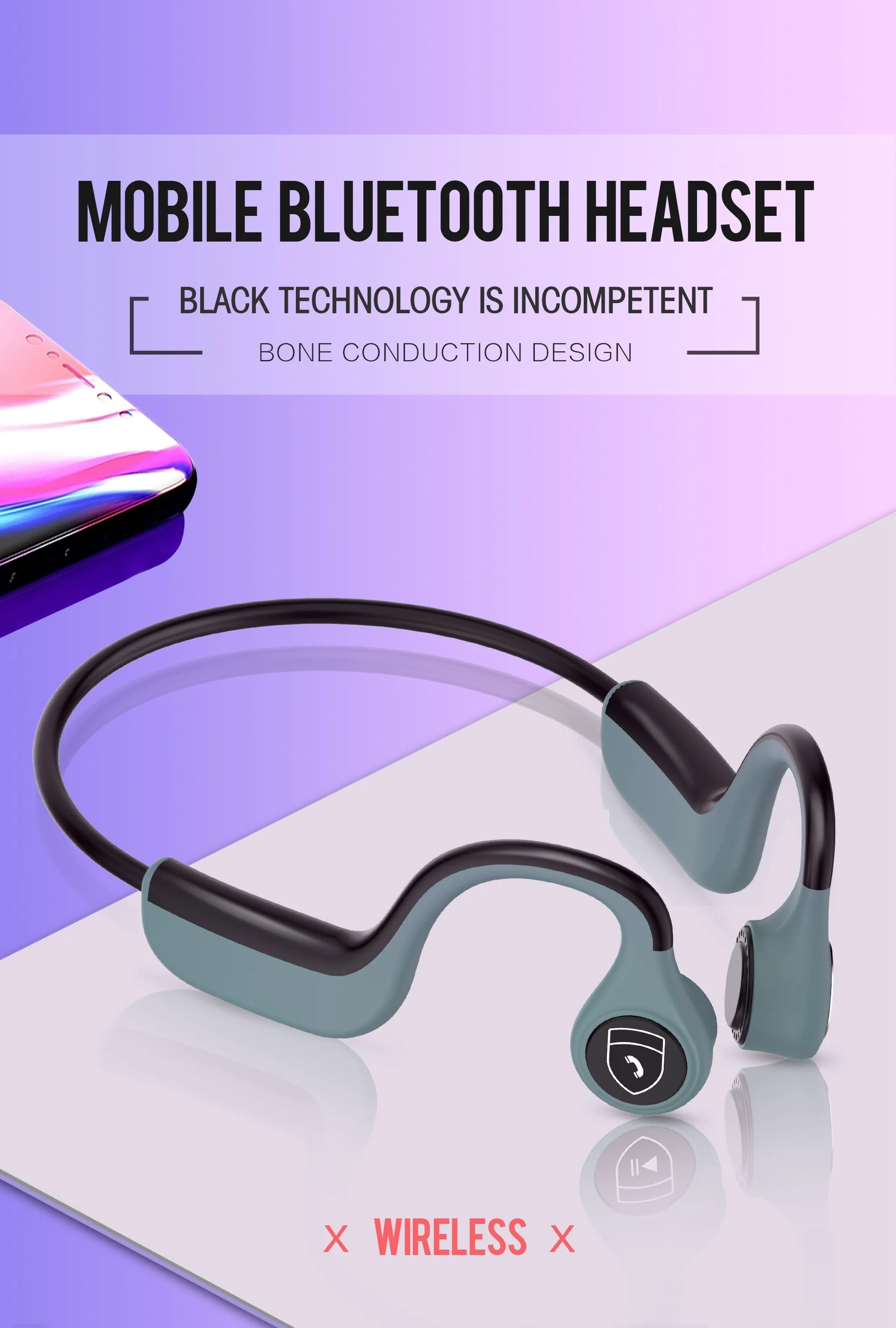 B9 bluetooth беспроводные зондирующие наушники движение кости бег стерео музыка вызов костной проводимости подвесные наушники