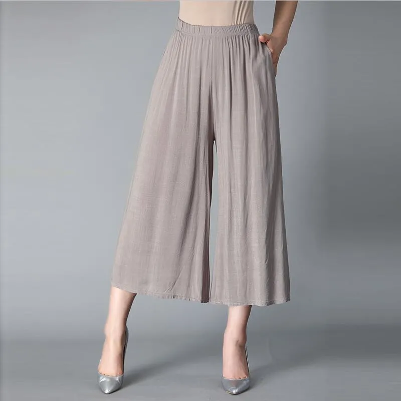 

Chinese Style Women Casual Loose Ankle-Length Trousers Ladies High Elastic Waist Straight Pants Pantalon