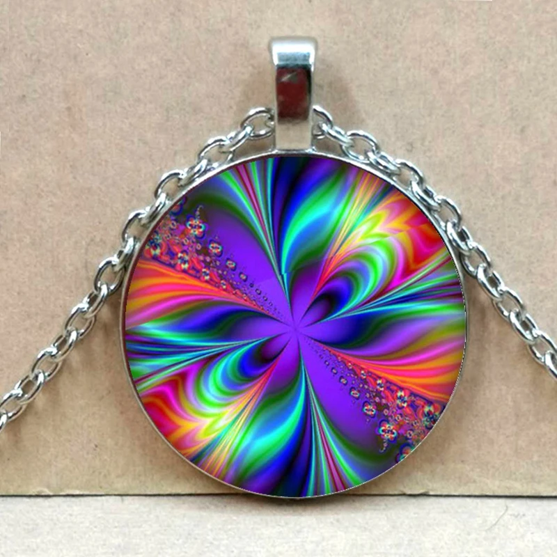 Модный шарм калейдоскоп буддийская Йога Мандала время стекло ожерелье круглый