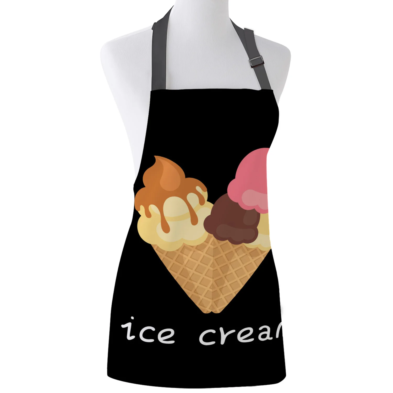 

Personalized Aprons Ice Cream Dessert Black Female Couples Kids Bib Canvas Kitchen Apron For Cooking Baking Restaurant Pinafore