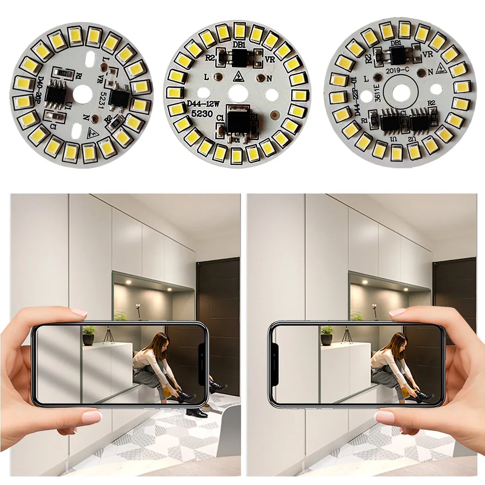 DIY Light Source Board 3W 5W 7W 9W 12W 15W 2835 AC 220V LED PCB Integrated IC Warm White 3200K/White 6500K Without Driver Lamp | Лампы и