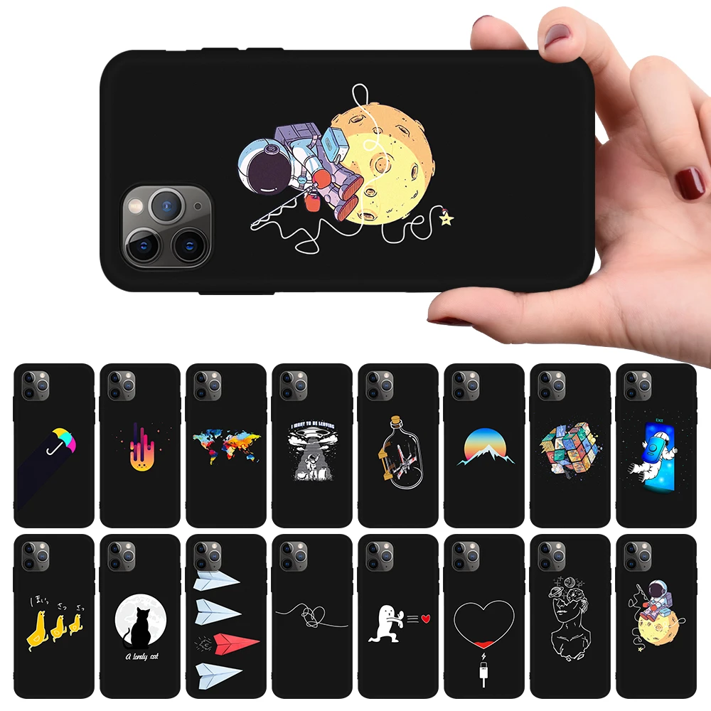 Мягкий чехол из ТПУ с рисунком сердца для iPhone 11 Pro Max 8 7 Plus X Xs Xr черный космическим XS