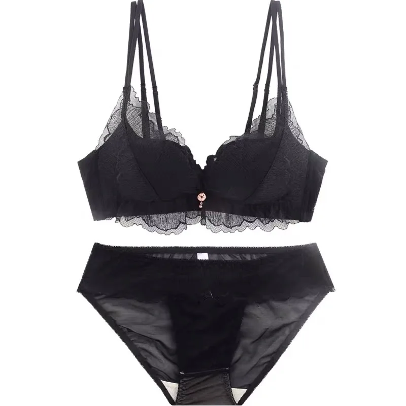 

Push Up Women Sexy Underwear Lingerie Set Girls Ladies Seamless Gathered No Rims Bra Sets Breathable Female Lace Bra Sets Straps