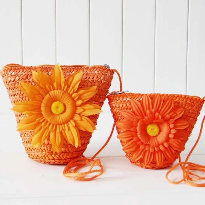 Женская плетеная пляжная соломенная сумка с принтом солнца|Сумки ручками| |