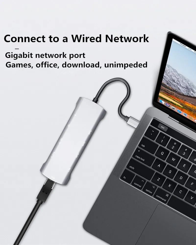 10in1/9in1 USB Type-c Thunderbolt 3 Hub to HDMI VGA 4K RJ45 USB3.0X3 USB-C PD TF SD Slot Audio Cable Adapter for Macbook Pro | Электроника