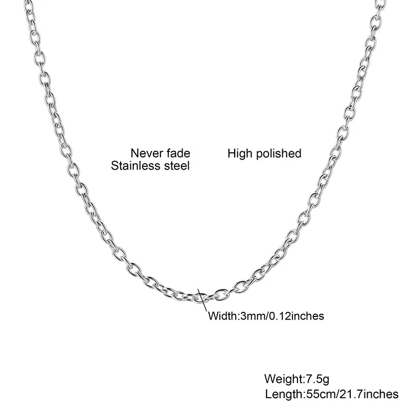 

Vnox Basic O Chains for Men Women,Never Fade Stainless Steel Link Chains Collar Gifts Jewelry,3 mm Width, 55 60 70cm Length