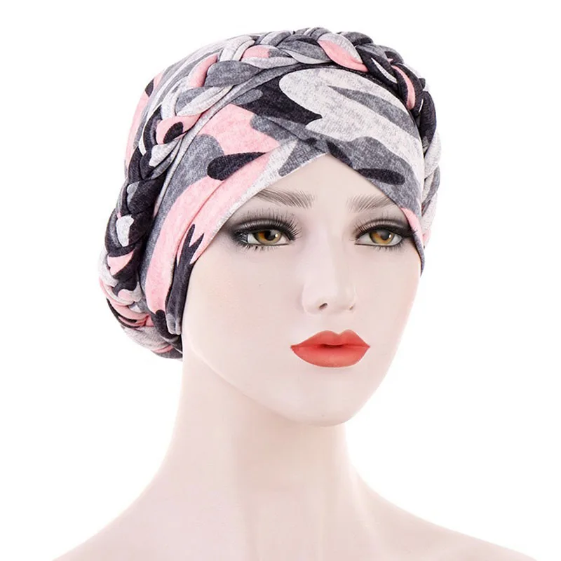 

Printed Brushed Milk Silk Turban Ccap Floral Cloth Short Braid Toe Cap Can Hide Hair Autumn And Winter Hot Models